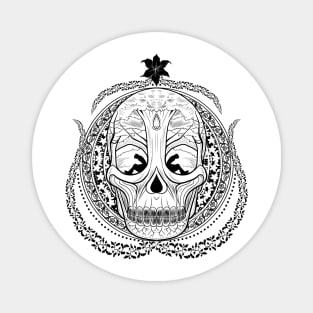 Fantasy skull mandala - Black to White Version Magnet